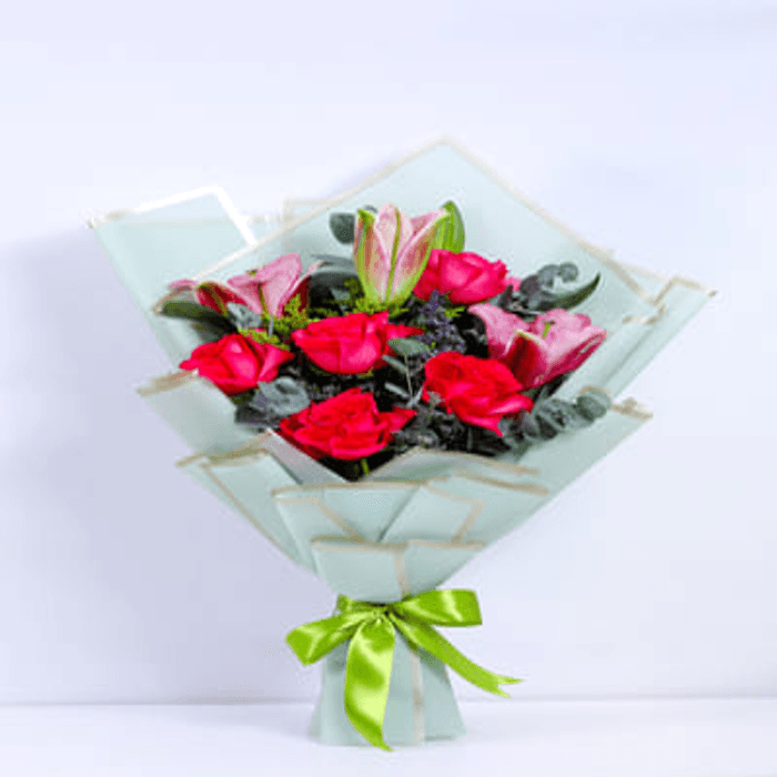 Pink Lily & Rose Fuchsia Floral Bouquet  10187