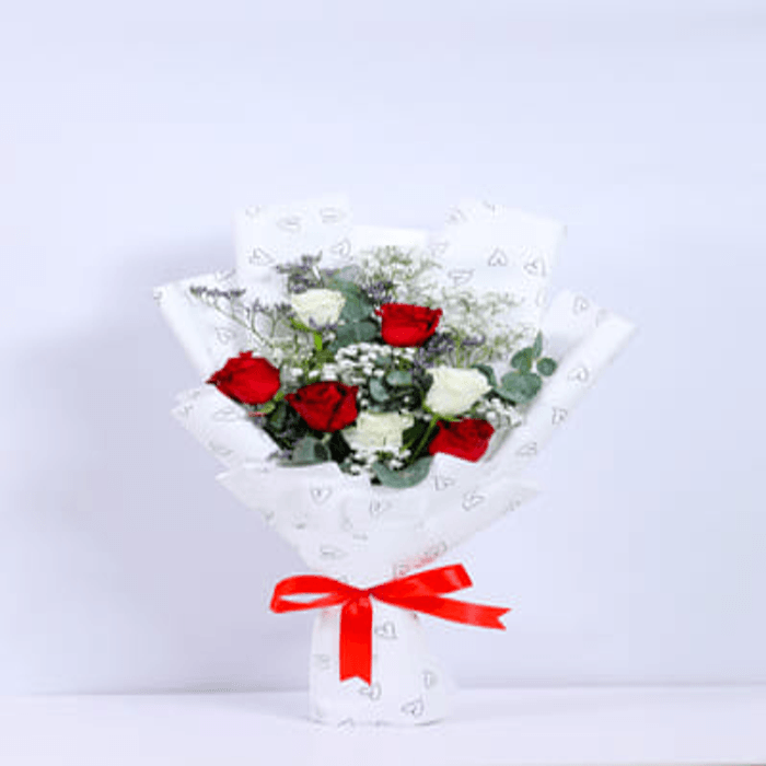 Classic Red Rose & White Rose Bouquet  10188