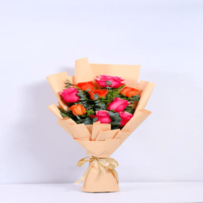 Vibrant Rose Pink & Orange Bouquet  10189