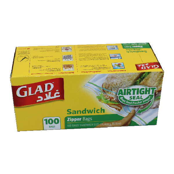 Glad Zipper Sandwich Bags Sw 100Bags