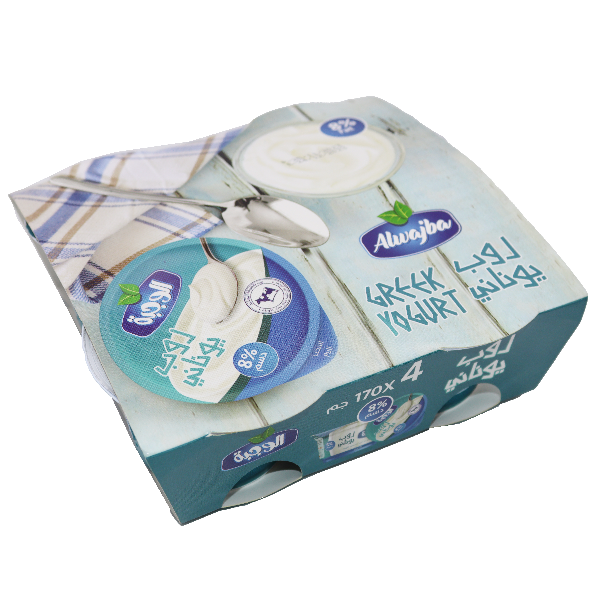 Al Wajba Plain Greek Style Yogurt 8% 4X170G