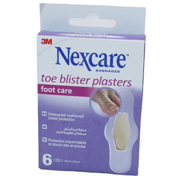 Nexcare Toe Blister Plasters 26Mmx70Mm 6Pc