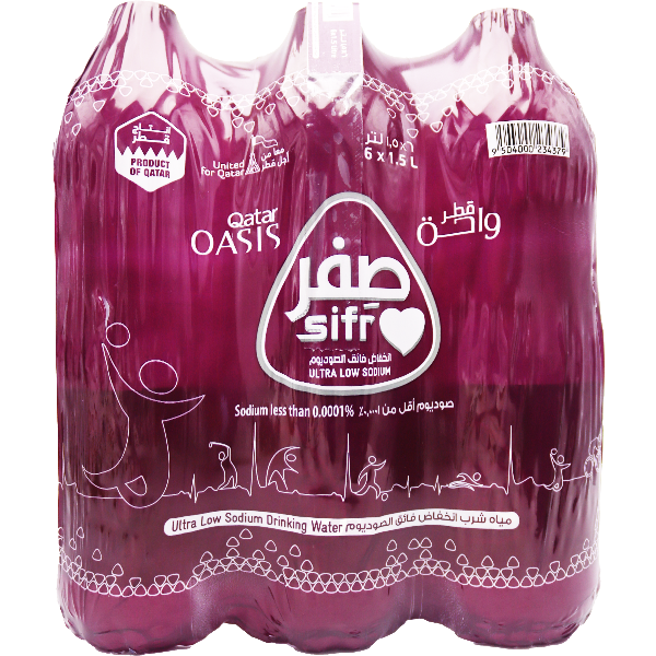 Qatar Oasis Sifr Sodium Free Drinking Water 6x1.5L