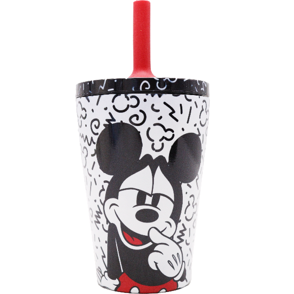 Stor Dw Stainless Steel Silicone Straw Tumbler Mickey Vibes 360ml Tst145