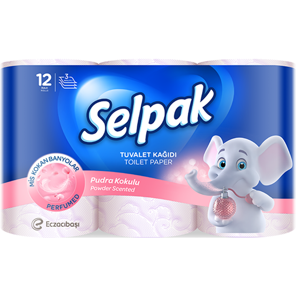 Selpak Toilet Paper 12 Rolls Pack Powder Scented 3ply