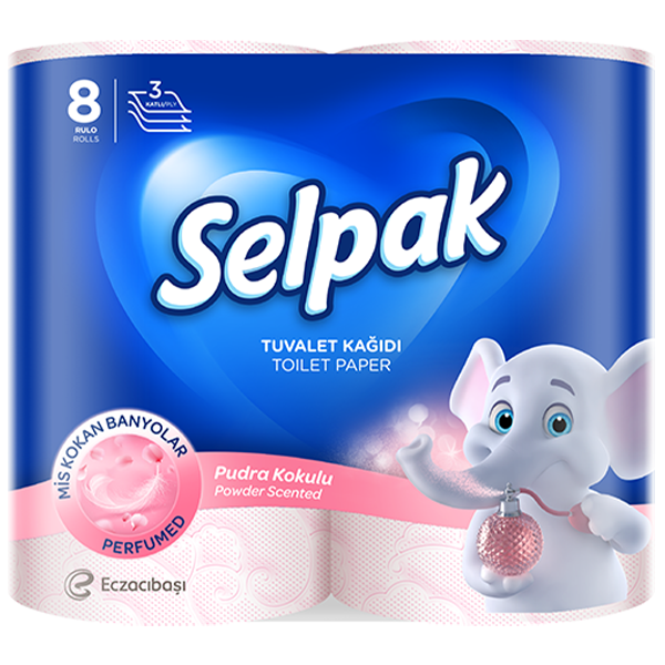 Selpak Toilet Paper 8 Rolls Pack-powder Scented 3ply