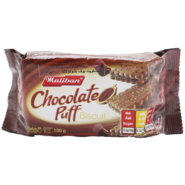 Maliban Chocolate Puff Biscuit 100g