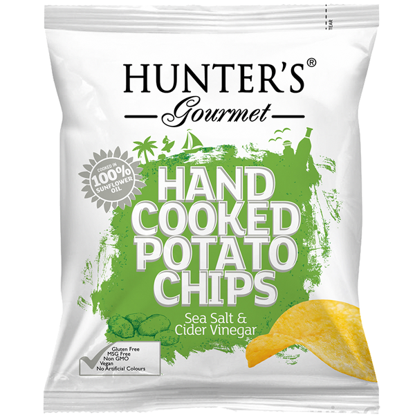 Hunter's Gourmet Hand Cooked Potato Chips Sea Salt and Vinegar–pouch 40g