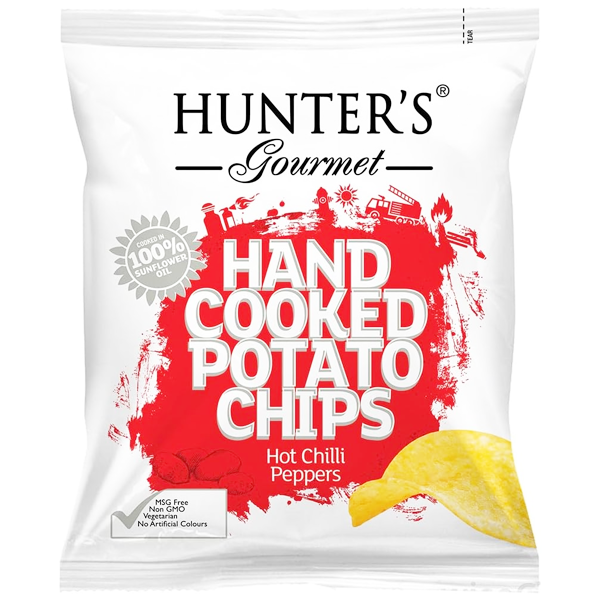 Hunter's Gourmet Hand Cooked Potato Chips Hot Chilli Pepper–pouch 40g