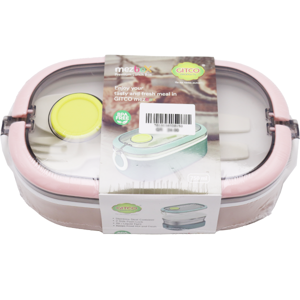 Gitco Ss Lunch Box With Spoon & Fork 750ml-Lb158