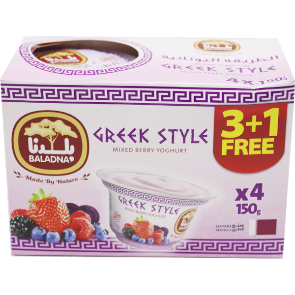 Baladna Mixed Berry Greek Yoghurt 150g 3+1 Free