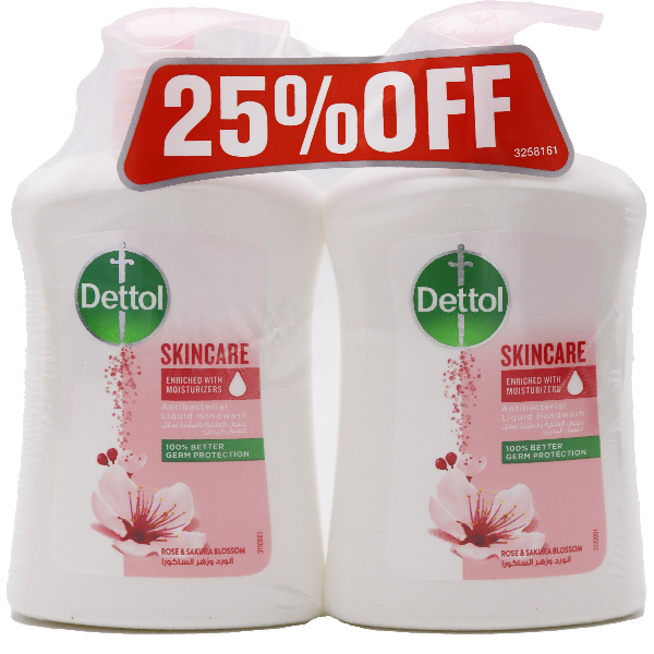 Dettol Skincare Anti-Bacterial Liquid Hand Wash Rose & Sakura Blossom 2X200ml