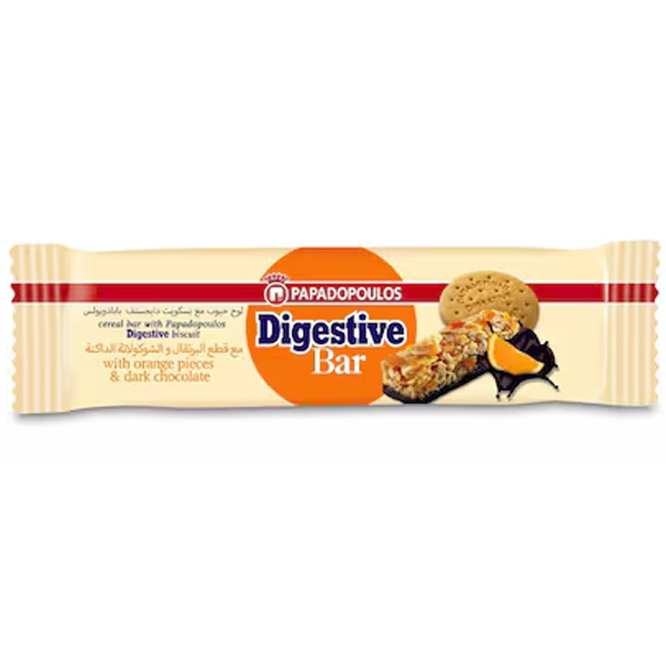 Papadopoulos Digestive Bar With Orange Pieces & Dark Chocolate 28g