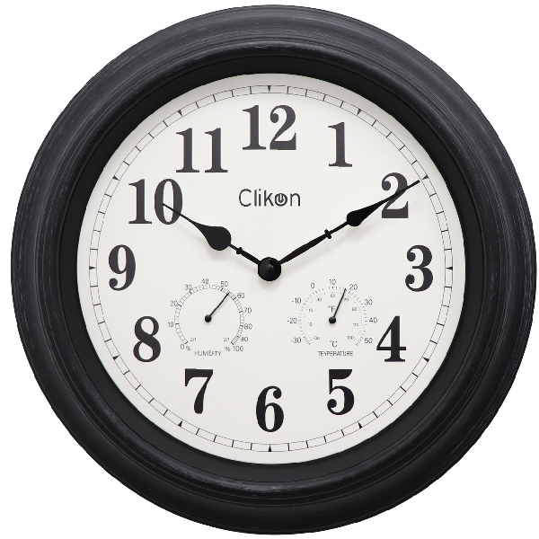 Clikon Wall Clock With Temperature & Humidity Display 15.8Inch Ck1127