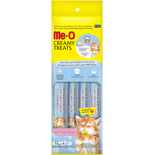 Me-o Creamy Kitten Treats - Chicken and Liver With Goat Milk 60g