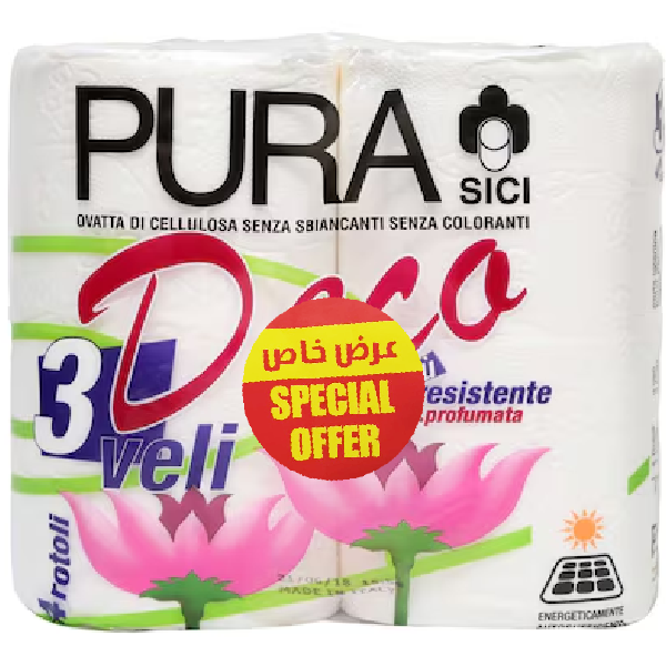 Pura Deco Toilet Rolls (3-Ply X 4-Rolls)