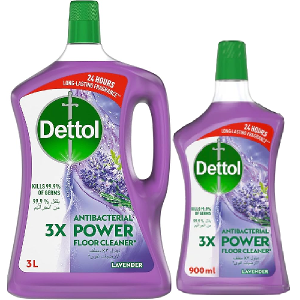 Dettol Antibacterial 3X Power Floor Cleaner Lavender 3Ltr+900Ml