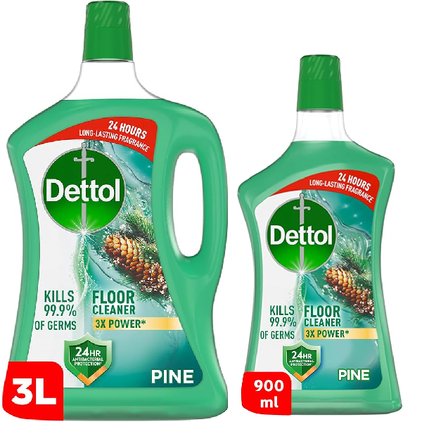 Dettol Antibacterial 3X Power Floor Cleaner Pine 3Ltr+900Ml